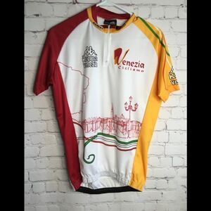 Men's GSG short sleeve Venezia‎ print 1/3 Zip cycling jersey size medium.